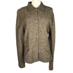 Evan‎ Picone Womens Wool Button Front Sweater Jacket Brown Large L Vintage